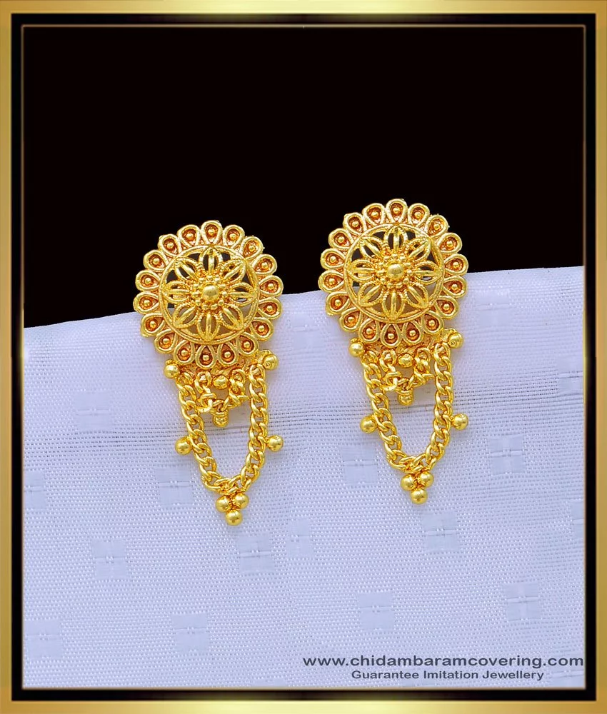 Buy Latest Flower Design Gold Plated Light Weight Earrings Best Price ...