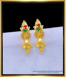 ERG1200 - Unique Gold Plated Ruby Emerald Stone Small Jhumkas Earring Online