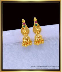 ERG1201 - Gold Design Ruby Emerald Stone Small Jimiki Earrings for Girls