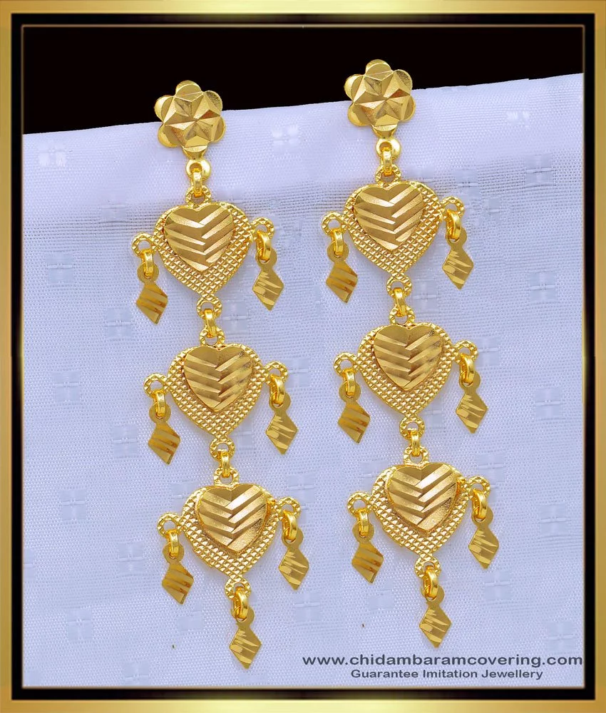 Buy New Design Heart Design Long Dangle Earrings Imitation Jewellery