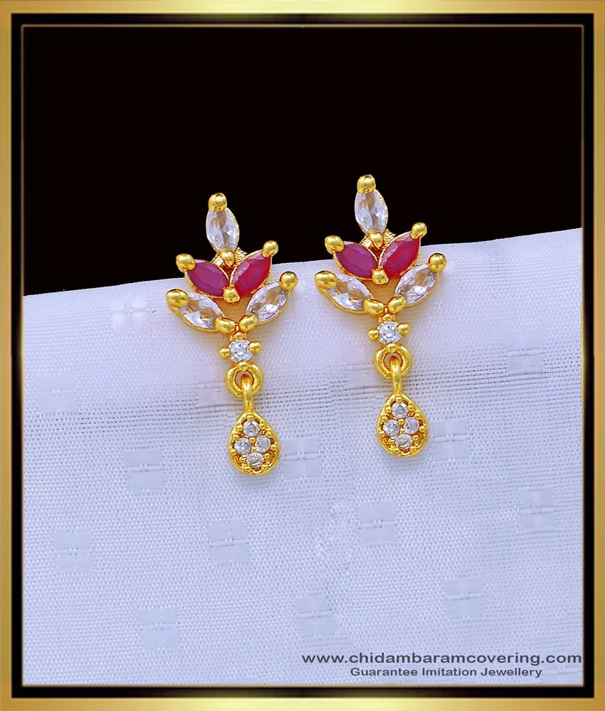 6 mm 18k yellow gold handmade fabulous ruby color stone excellent designer stud  earrings pair unisex jewelry | TRIBAL ORNAMENTS