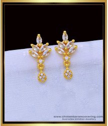 ERG1206 - Unique American Diamond White Stone Leaf Design Stud Earrings Online