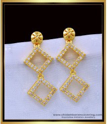 ERG1207 - Elegant One Gram Gold White Stone Party Wear Earrings for Girls
