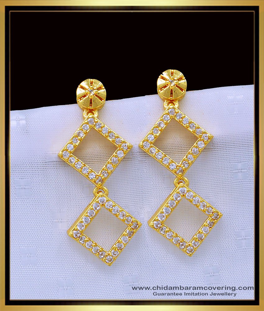 long earring, latkan earring, hanging earring, stylish earring, white stone earrings, covering jewellery, gold covering jewellery, 