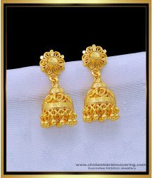 ERG1208 - South Indian Jhumkas Earrings One Gram Gold Plated Daily Wear Jimiki Design 