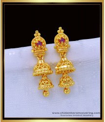 ERG1209 - Gold Plated Ruby Stone 2 Layer Gold Jhumka Design for Girls 