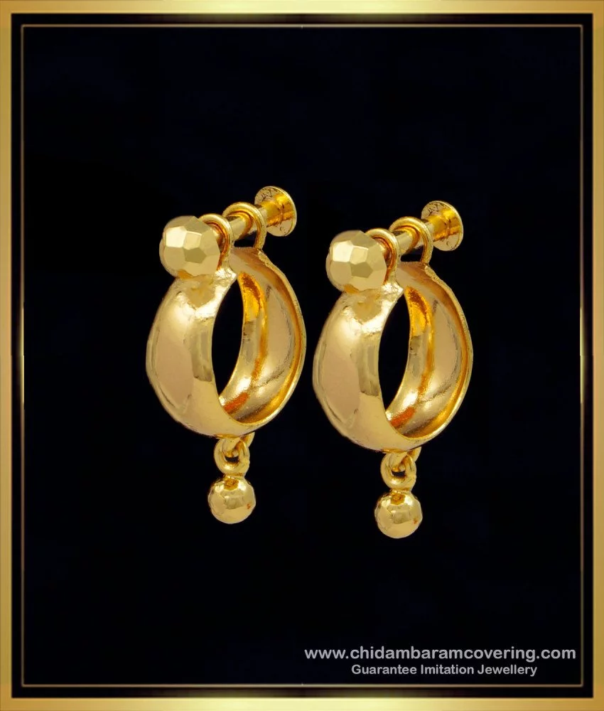 Gold plain Tops with small jhumka | Simple gold earrings, Gold earrings  models, Bridal gold jewellery designs