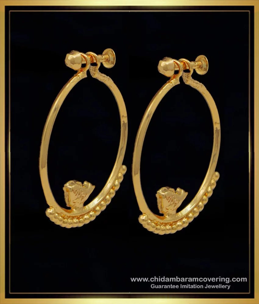 Brass Golden Artificial Gold Plated Earrings, Size: Small