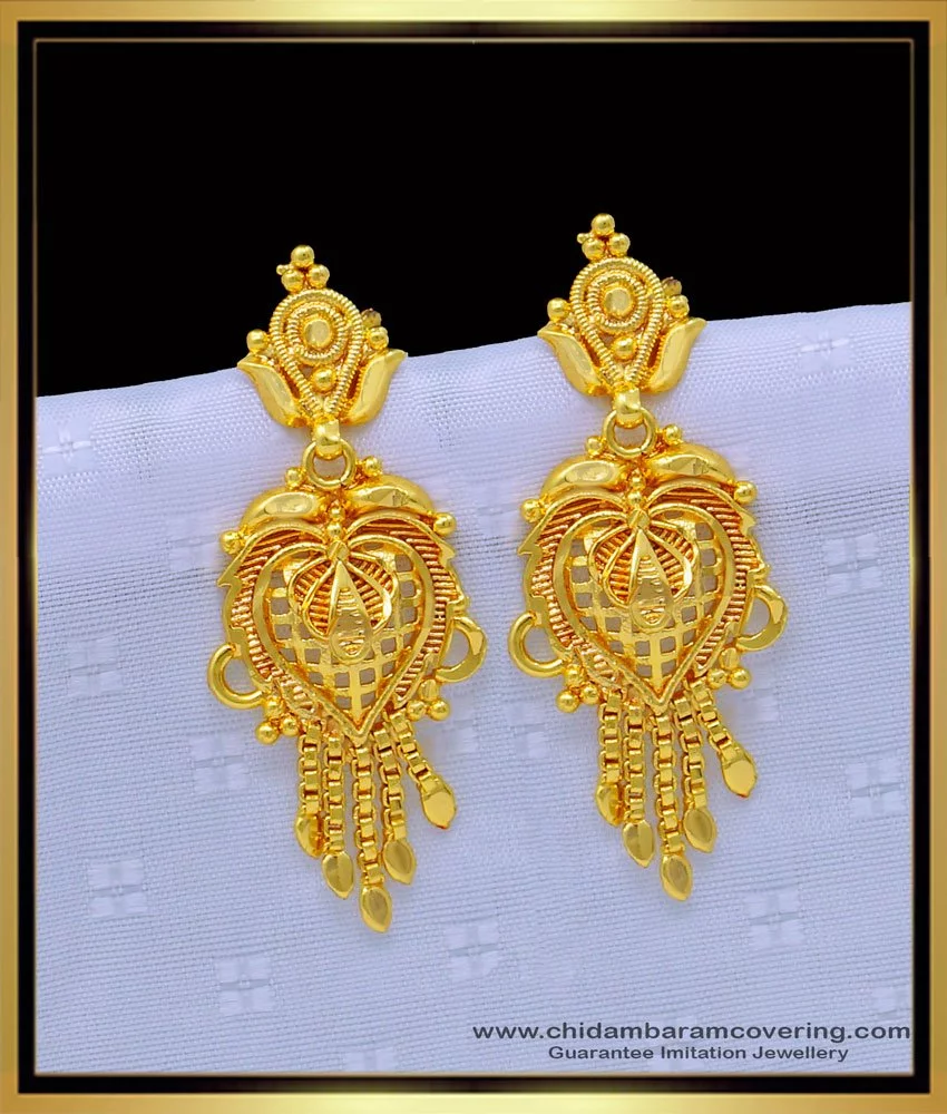Jia Gold Polished Peacock-design Earrings With Jhumkas - Laura Designs  (India)