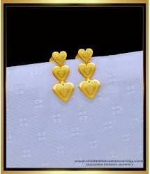 ERG1228 - Cute Daily Wear 1 Gram Gold Plain Heart Shape Stud Earrings for Girls