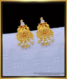 ERG1239 - latest pearl earrings white stone tops gold earring design for daily use 