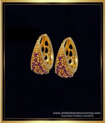 ERG1249 - Attractive Ruby Stone Hoop Earrings Designs for Women 