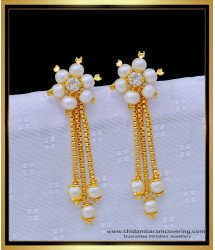ERG1262 - Elegant Party Wear One Gram Gold High Quality 3 Line Pearl Earring Online