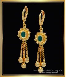ERG1266 - Latest Bali Earrings Design Emerald Stone Hoop Earrings Online