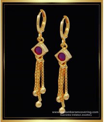 ERG1269 - Attractive Gold Earring Design Ruby Stone One Gram Gold Hoop Earrings Online