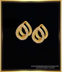 ERG1272 - Beautiful Gold Plated American Diamond White Stone Hoop Earrings Online  