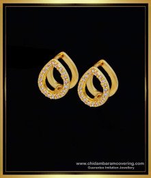 ERG1272 - Beautiful Gold Plated American Diamond White Stone Hoop Earrings Online  