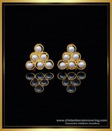 ERG1280 - Beautiful White Pearl Stud Kammal Gold Design Earrings for Ladies 