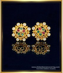 ERG1282 - Attractive Multi Stone Flower Design Party Wear Earrings for Women
