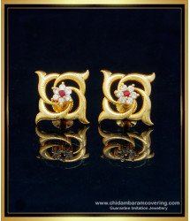 ERG1287 - Unique Party Wear Ad Stone Studs One Gram Gold Earrings Design Online