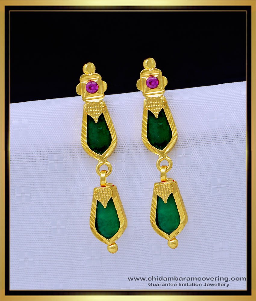 i gram gold jewellery, kerala style palakka earrings, palaka earrings, palakka kammal, palakka earring gold, nagapadam earrings, palakka jhumka, 