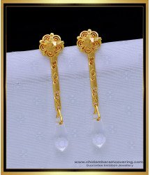 ERG1295 - One Gram Gold White Crystal Hanging Titanic Earrings Design for Daily Use