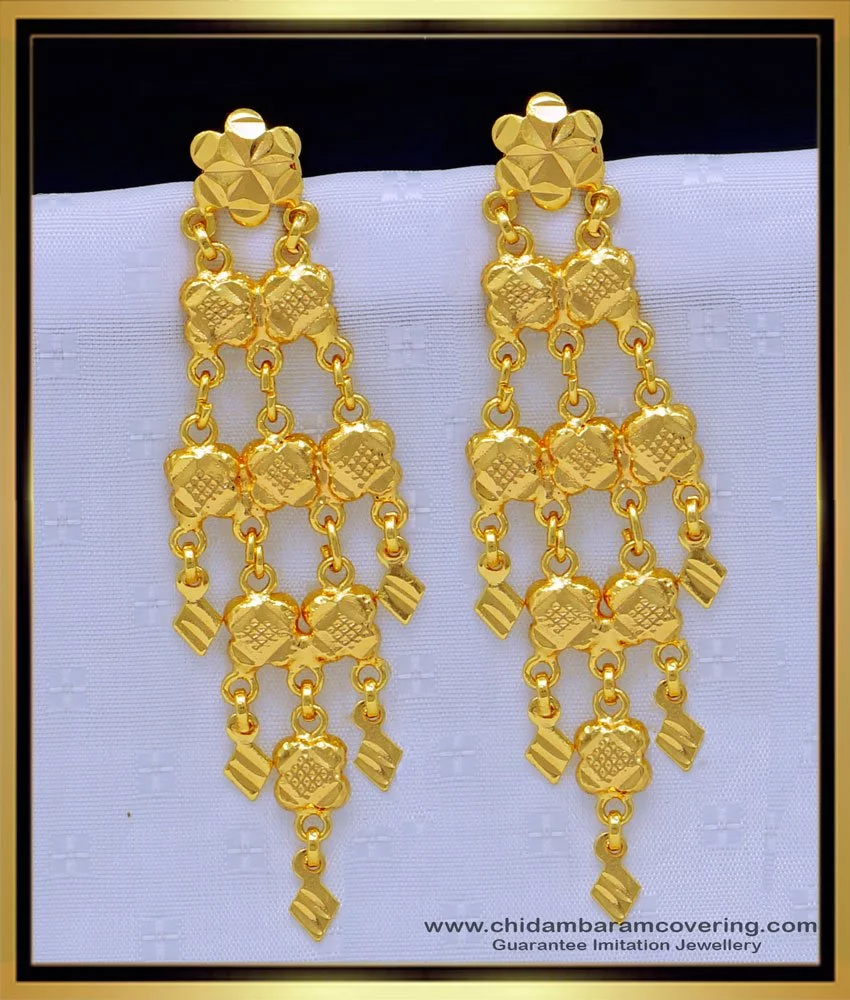 Buy 1 Gram Gold Latest Design Party Wear Long Dangle Earrings for Women