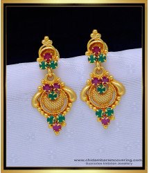 ERG1300 - Trendy One Gram Gold Ruby Emerald Stone Earrings for Women