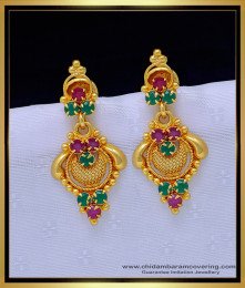 ERG1300 - Trendy One Gram Gold Ruby Emerald Stone Earrings for Women