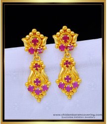 ERG1302 - Attractive Ruby Stone South Indian Gold Covering Earrings for Women