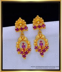 ERG1303 - Trendy Ruby Gold Earrings Design Daily Wear One Gram Gold Jewellery Online 