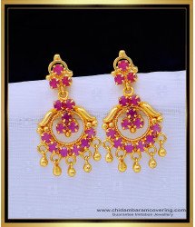 ERG1314 - Attractive Ruby Stone Party Wear Earrings Indian Imitation Buy Online 