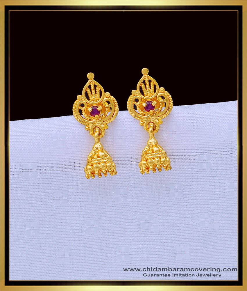 gold covering jewellery, chidambaram gold covering earrings, Kalyani covering online, gold tops, pearl drop earrings in gold, 