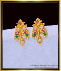 ERG1321 - Buy Stud Earrings Gold Plated Party Wear Pink and Green Earrings Online