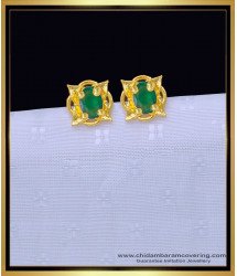 ERG1331 - Elegant Green Stone Flower Design Gold Plated Stud Earrings Online