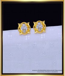 ERG1333 - American Diamond Single Stone Flower Design One Gram Gold Stud Kammal 