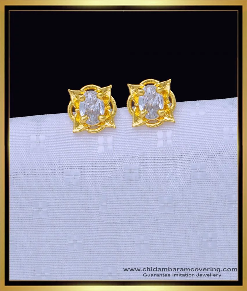 1 Gram Gold Studs Amethyst Stone Designs Shop Online ER3871