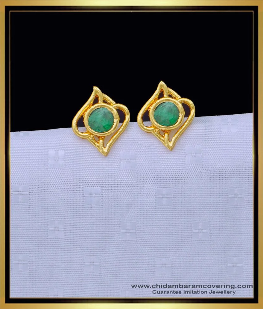 Buy Lovely Single Stone Gold Cubic Zirconia Stud Earrings. Online in India  - Etsy