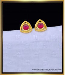ERG1341 - Beautiful Ruby Stone Gold Earrings Collection Gold Covering Studs Online 