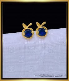 ERG1344 - Elegant Blue Stone Apple Earrings Gold Plated Daily Use Stud Earrings