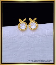 ERG1346 - Gold Design White Stone Apple Model 1 Gram Stud Earrings for Kids