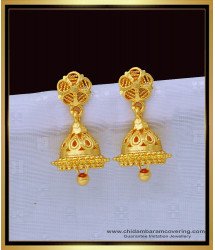 ERG1348 - South Indian Traditional Daily Wear Gold Covering Jhumkas Earrings 