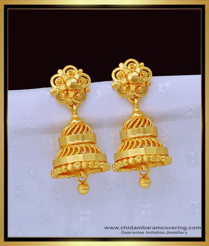 ERG1351 - Buy Traditional Gold Look Jimiki Design Earring Indian Jhumkas for Ladies