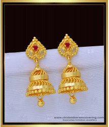 ERG1352 - Traditional Gold Plated Ruby Stone Jhumkas Designs Imitation Jewellery Online Shopping