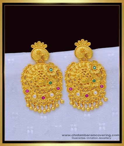 ERG1356 - Real Gold Look One Gram Gold Forming Stone Dangle Earring for Women