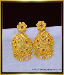 ERG1357 - Bridal Wear Real Gold Look One Gram Gold Forming Stone Dangle Earring Online
