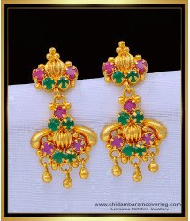 ERG1361 - Traditional Daily Wear Gold Stone Earrings Design for Girls 