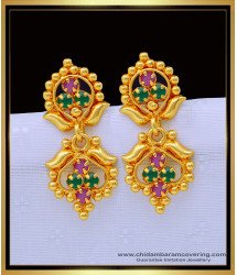 ERG1363 - Gold Plated Ruby Emerald Stone Stud Earrings Kal Thodu Online