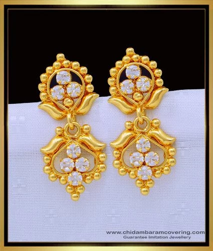 ERG139 - Long Chain Drops Earring Designs 1 Gram Gold Jewelry Online - Buy  Original Chidambaram Covering product at Wholesale Price. Online shopping  for guarantee South Indian Gold Plated Jewellery.