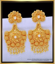 ERG1374 - One Gram Gold Plated White Stone Dangler Earrings Gold Design for Women   